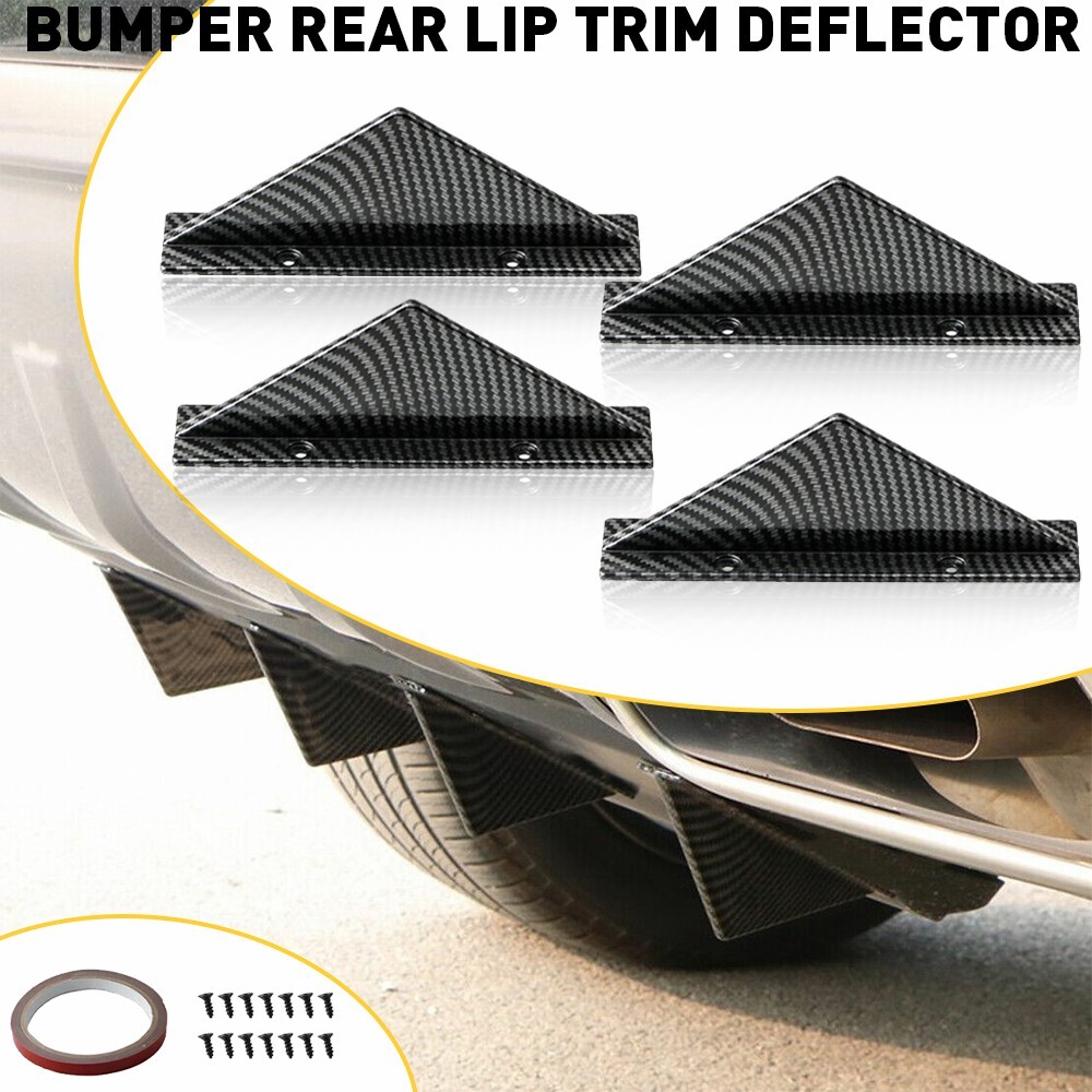 Universal 4x Carbon Fiber Rear Bumper Diffuser Lip for Cars