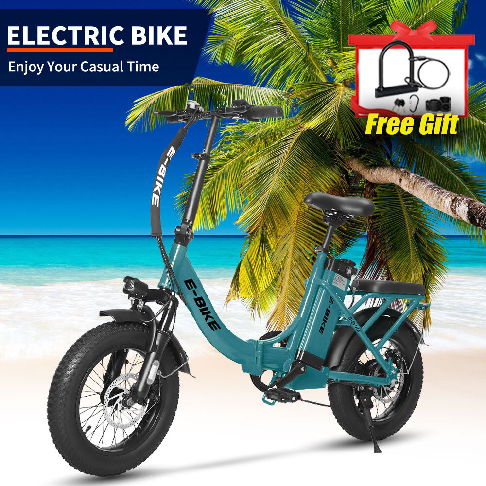 Aaiwa 750W 16 Fat Tire Folding Electric Bike for Adults 36V Beach City Ebike