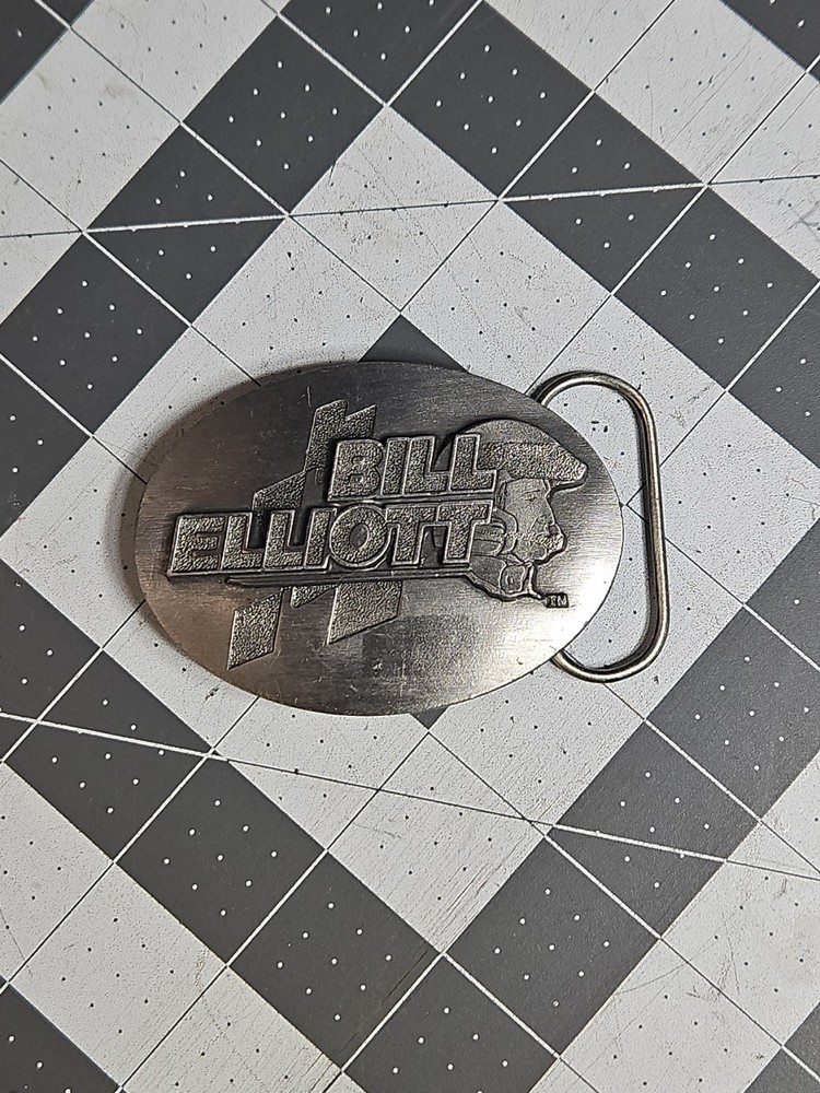 Vintage 1991 Bill Elliott NASCAR Heavy Metal Racing Belt Buckle GUC USA OD3