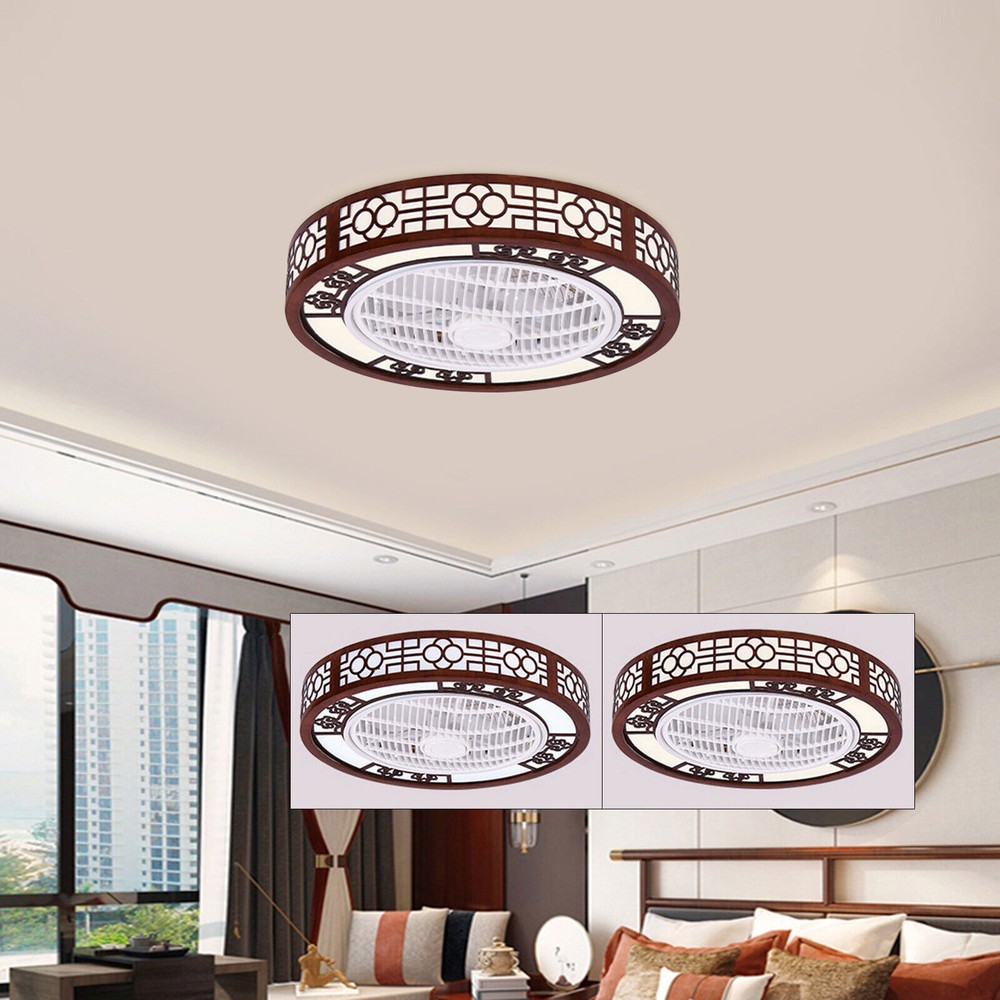 22-Inch Bladeless Ceiling Fan with LED Light Remote Control 64W Enclosed Design  