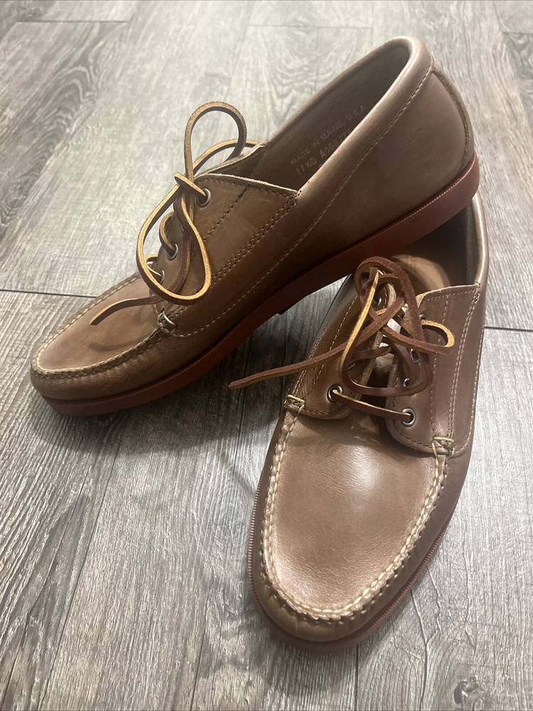 RANCOURT Shoes Men 11.5 D Loafer Leather Moccasin Brown Boat Ranger MAINE USA