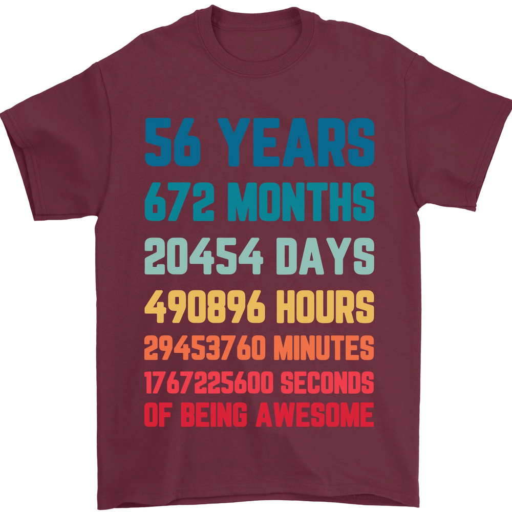 56th Birthday 56 Year Old Mens T-Shirt 100% Cotton
