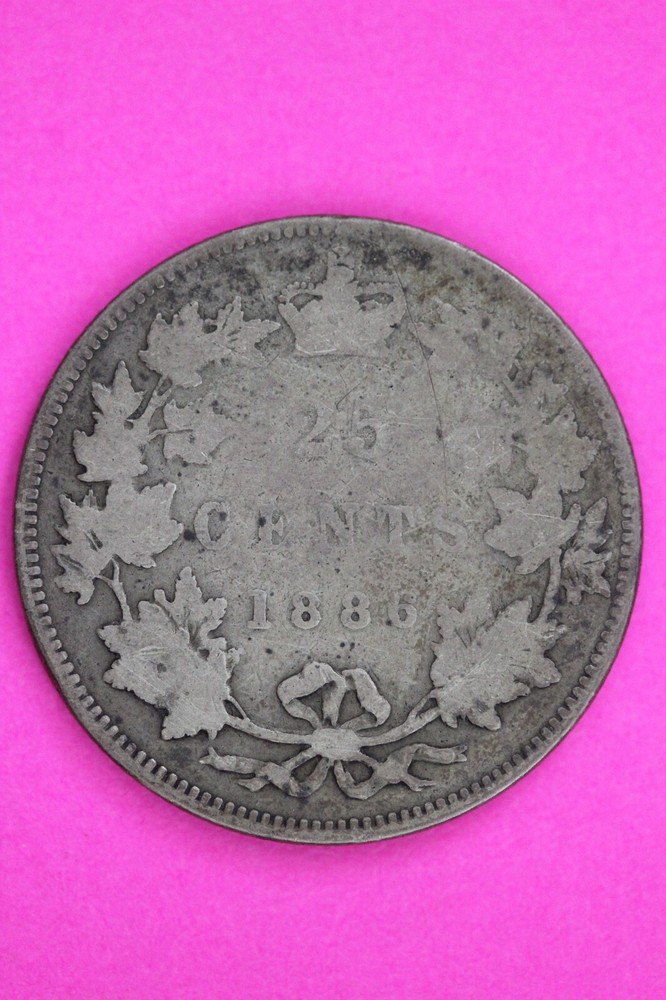 1886 Canada Silver Quarter Scarce Semi Key Date Coin .925 Fine Silver 135