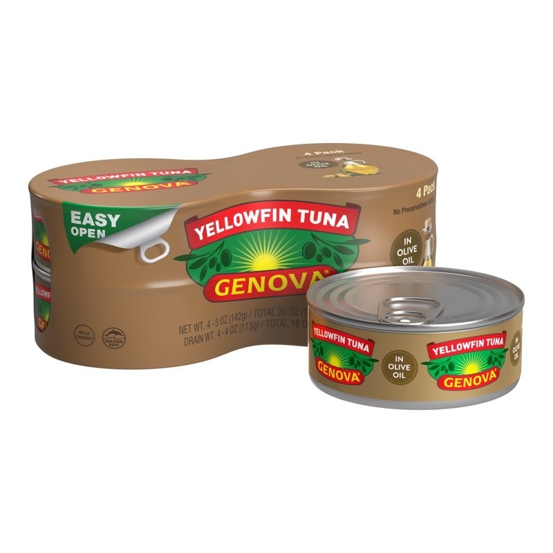 New Genova Premium Yellowfin Tuna in Olive Oil 4 - 5 oz cans - Best Price 1 day.-image
