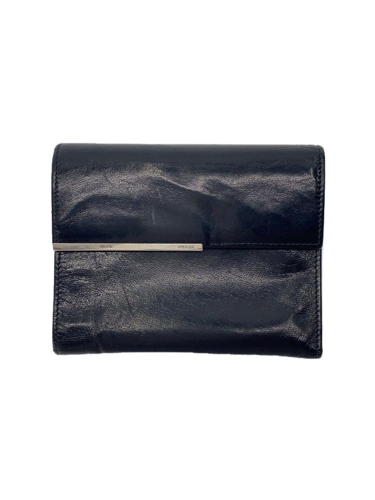 Prada Men's Black Leather 3-Fold Wallet