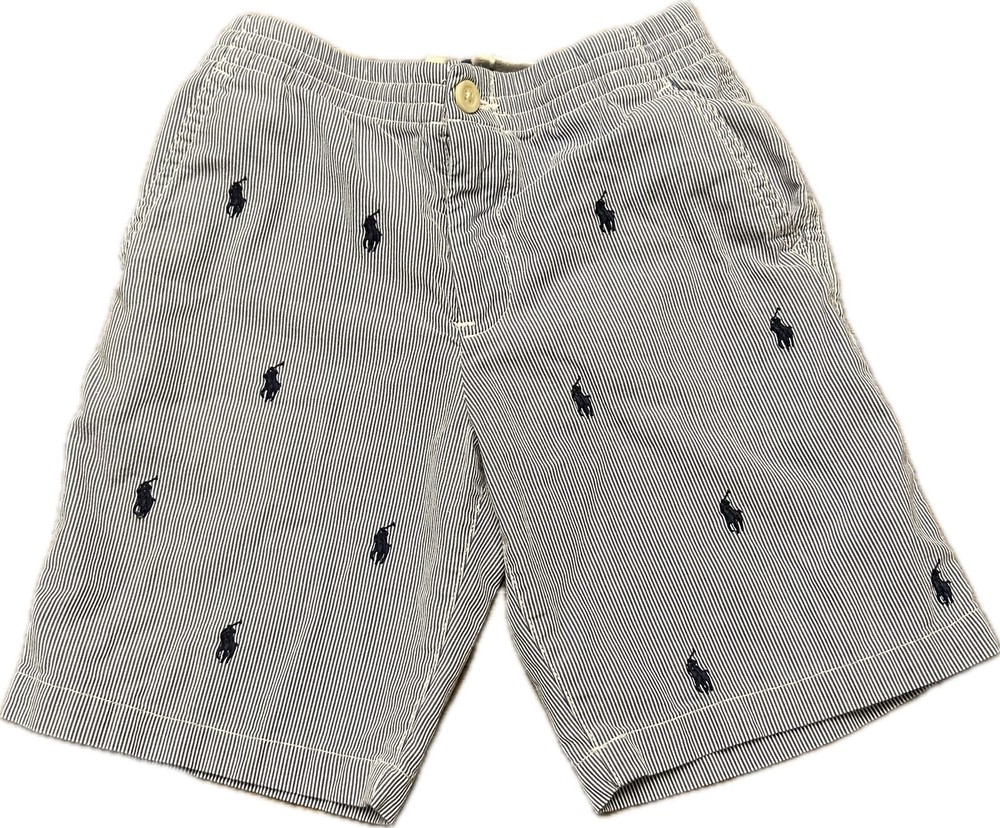 Polo Ralph Lauren All Over Pony Striped Shorts Boy's 7 Blue White Chino Preppy