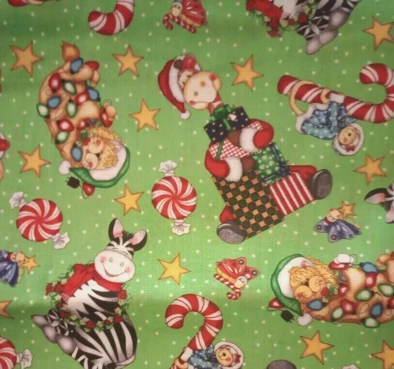 Festive Christmas Bazooples Jungle Babies Fabric Piece 20x12.5 Inch USA Seller