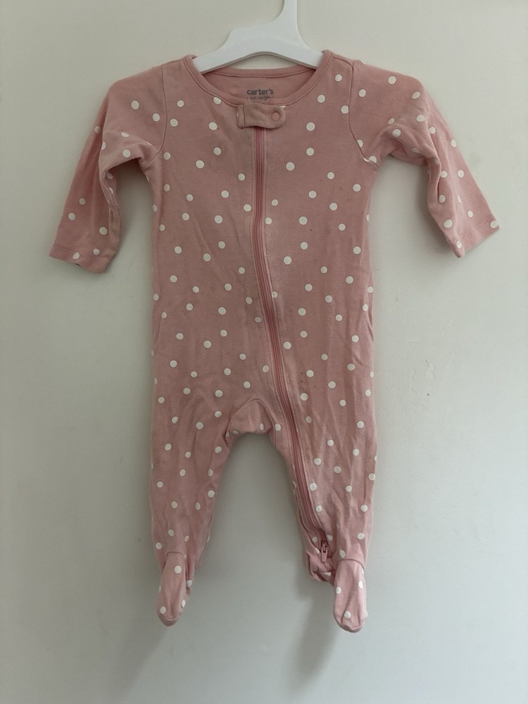 Carter's Baby Girl Small Polka Dot 100% Cotton 2-Way Zipper Sleep & Play Pink 9M