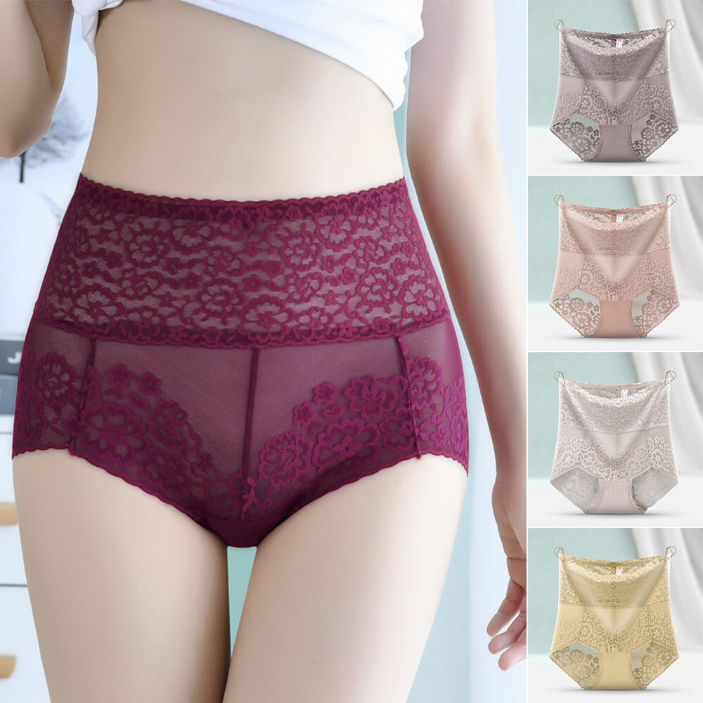 Transparent Lace Seamless Underwear with Elegant Hollow-Out Flower Design