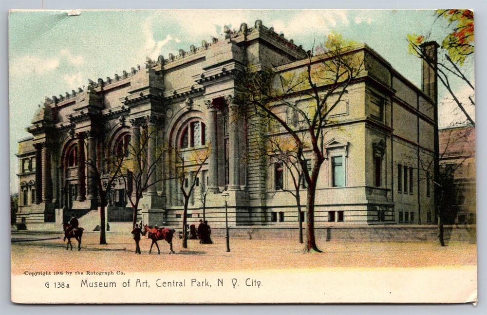 Vintage 1907 NYC Central Park Horse & Rider Art Museum Postcard UDB AB24