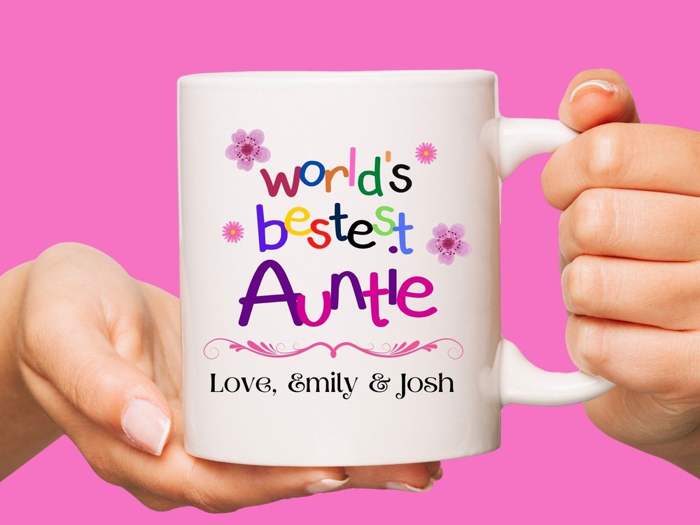 Custom World's Bestest Auntie Coffee Mug Custom Auntie Gift Mug Auntie Birthday