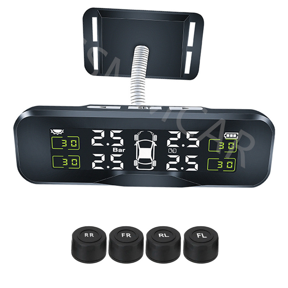 4 Sensors Car TPMS Tire Pressure Real Time MonitorSystem LCD Display Waterproof