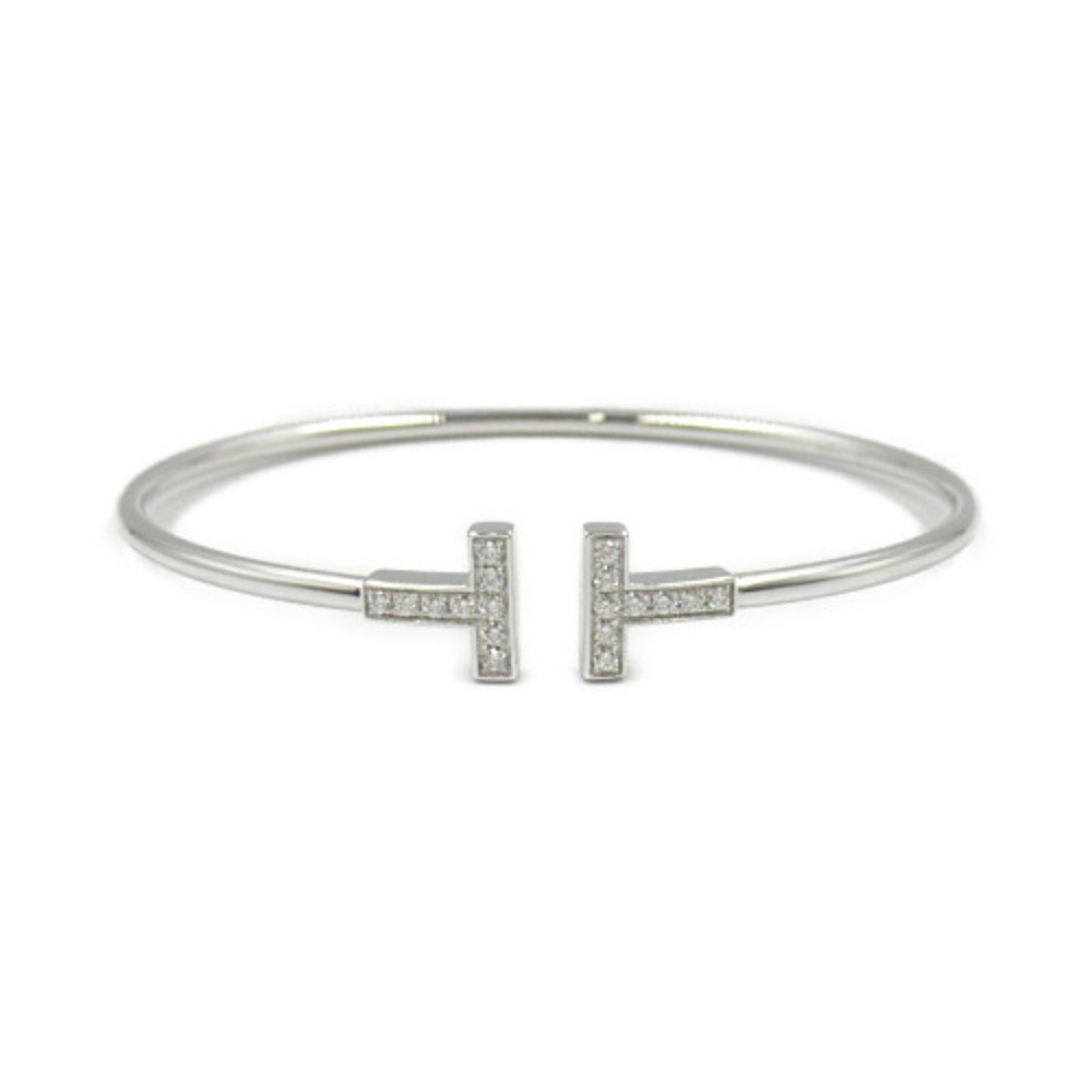TIFFANY＆CO T Wire Bracelet Diamond 18KWG White Gold Used Women