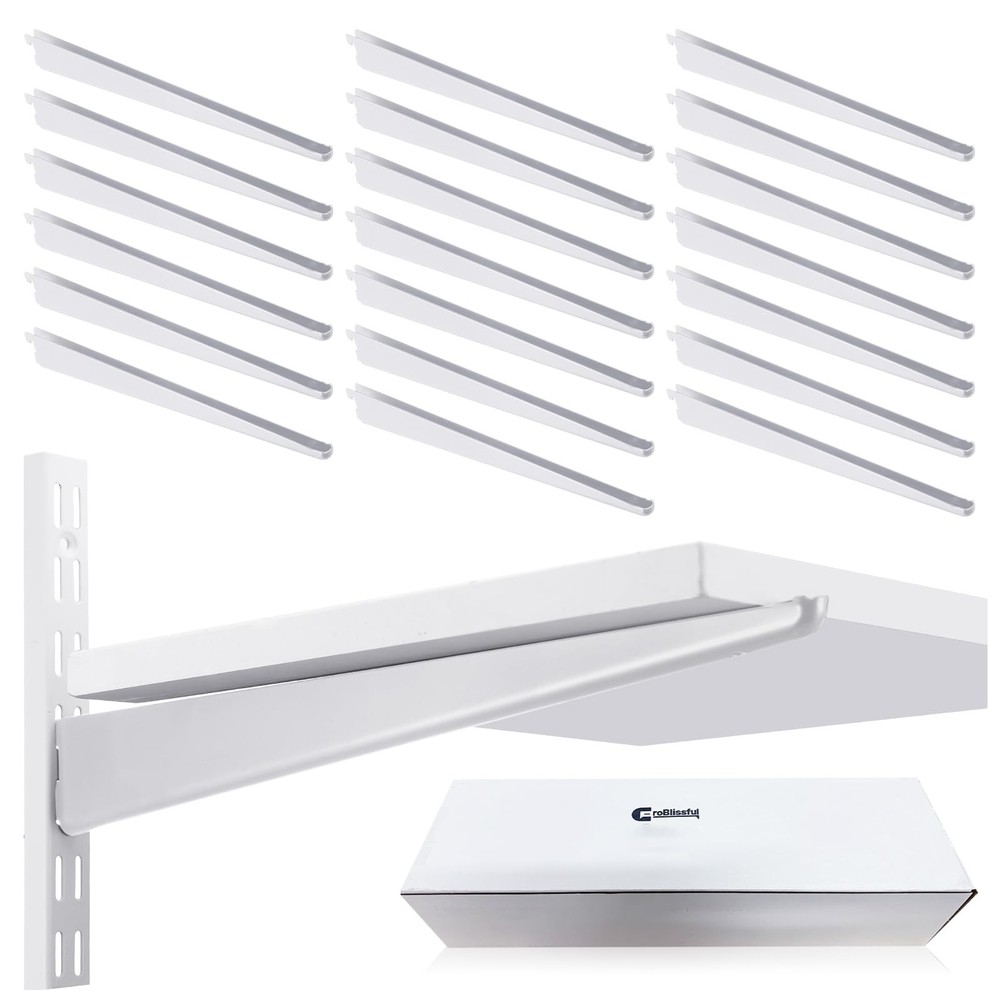 20 Pcs Adjustable Shelf Brackets for Double Track System Closet Organization ...