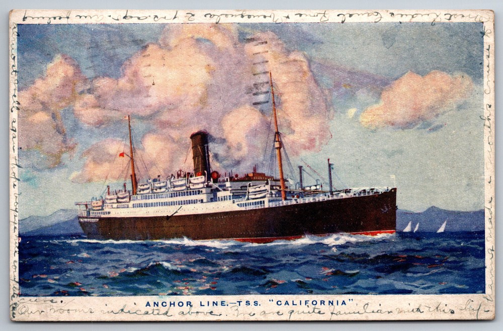 Cruise Ship Ocean Liner Anchor Line TSS California Postcard Z13