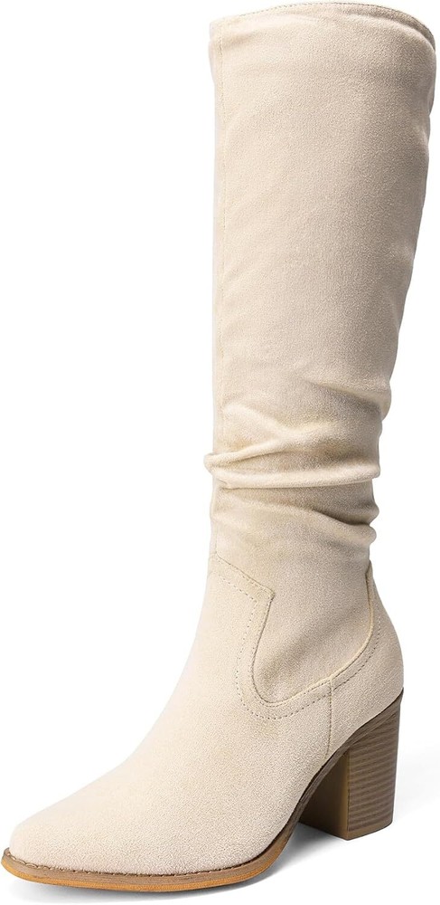 Dream Pairs Womens Knee-High Boots with Chunky Block Heel and Pointed Toe