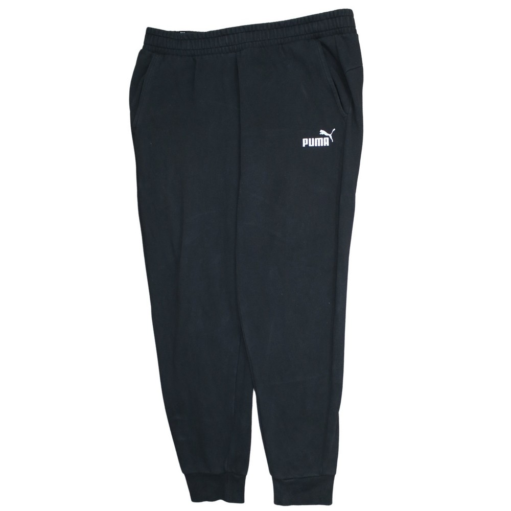 Puma Mens Joggers Black Elastic Waist Pockets Tapered Leg Soft Fleece Pants XL