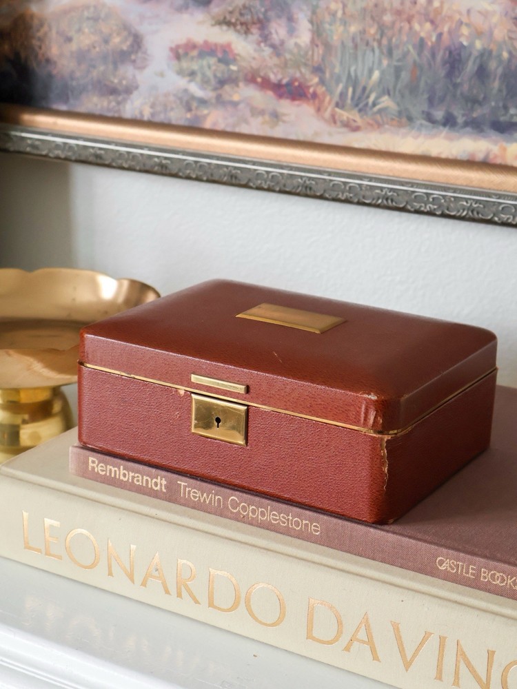Vintage Farrington Jewelry Box With Key Genuine Texol - 8 x 5 3/4