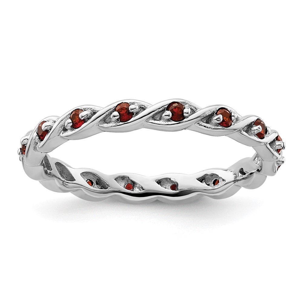 925 Sterling Silver Stackable Expressions Garnet Ring Size 9