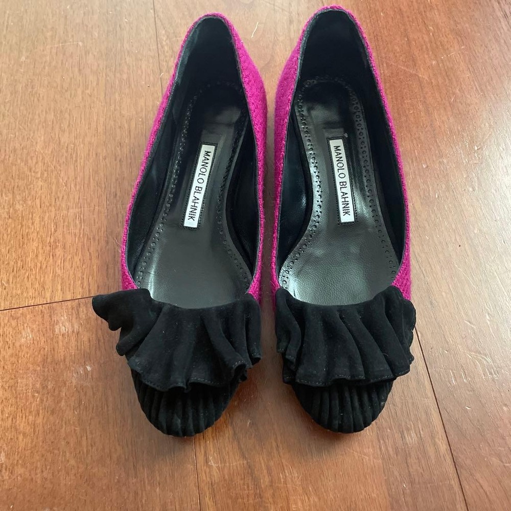 Rare Manolo Blahnik Pink Flats Size 36.5 Women's Shoes