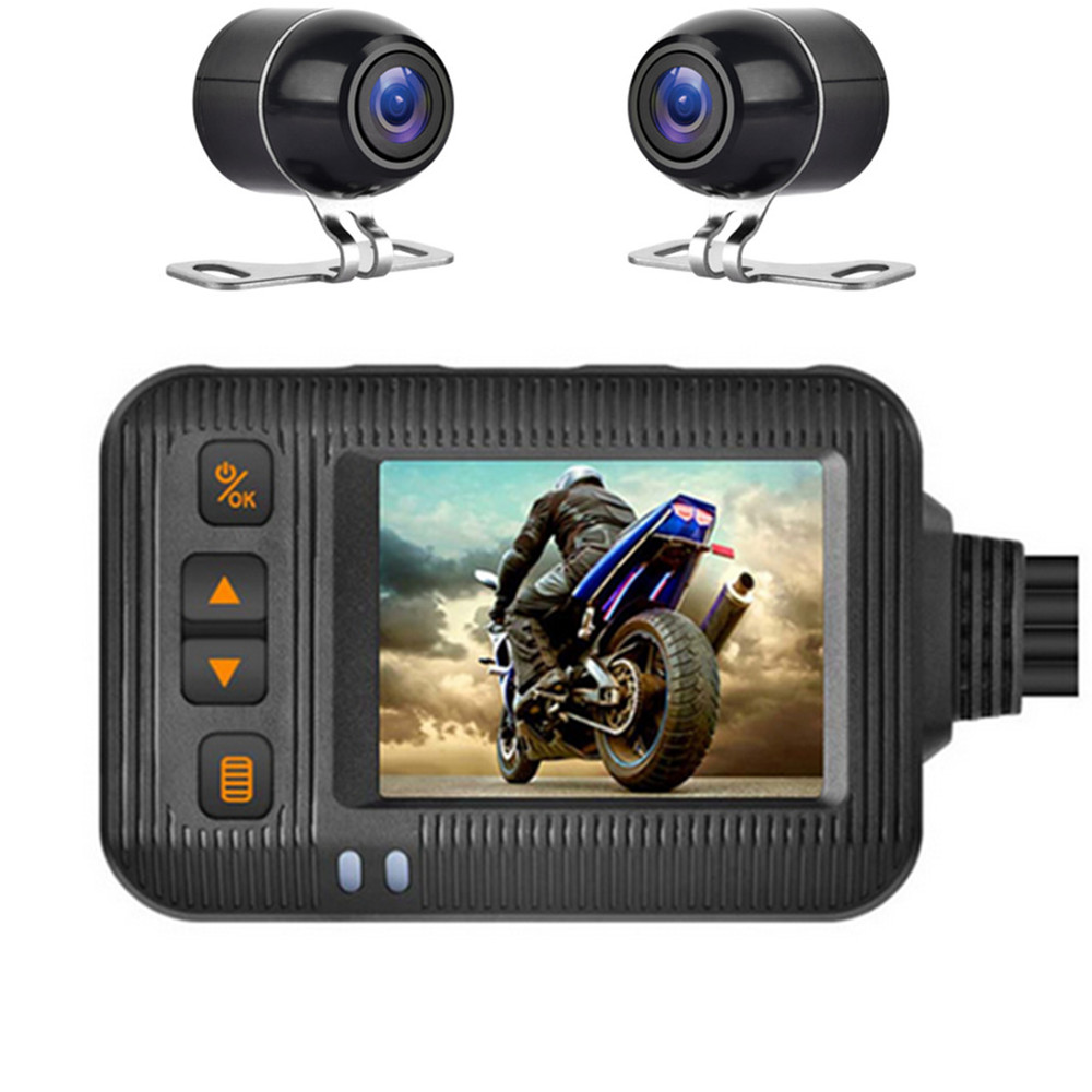 Motorcycle DVR Dash Cam Night Vision Dual Len Video Recorder G-sensor Waterproof