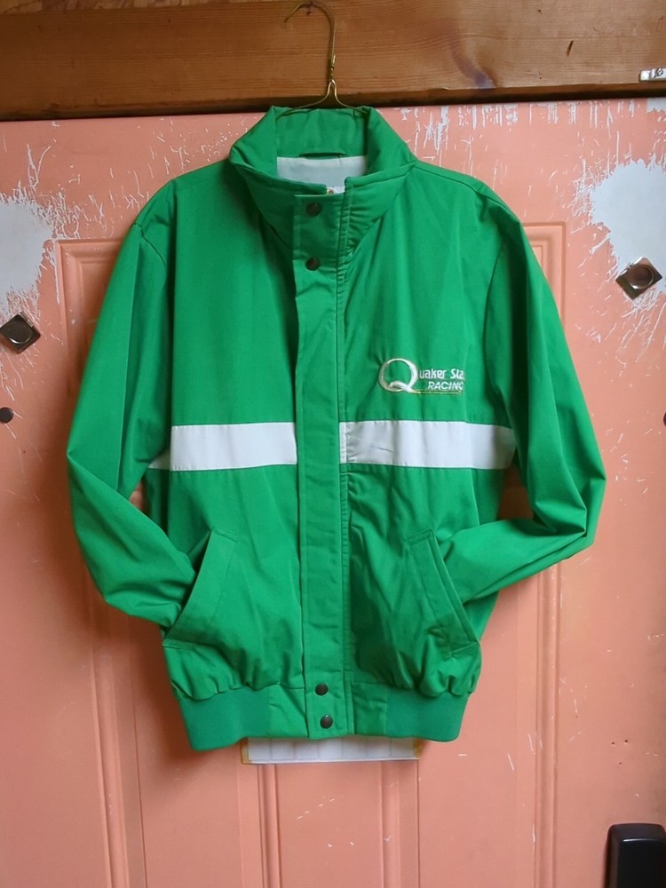 Vintage 1980's Quaker State Racing Green Men's Jacket Sewn Art King Sports