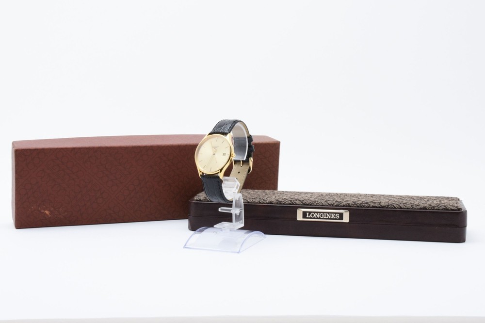 Longines Lyre L4.759.2 Gold 35mm Quartz Mens Watch with New Battery Mint Condition Japan Case