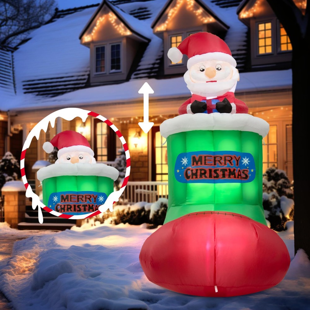 Christmas Inflatable Santa Outdoor Decoration: 5.4FT Blow Up Claus Automatic ...