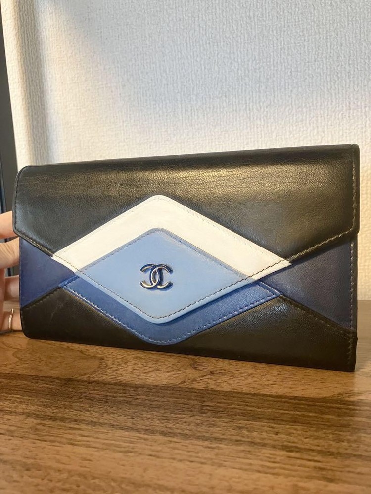 Rare Collector's Super-Colored Blue Chanel Long Wallet