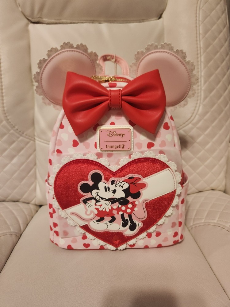 Loungefly Disney Mickey & Minnie Valentine Ears Chocolate Scented Mini Backpack