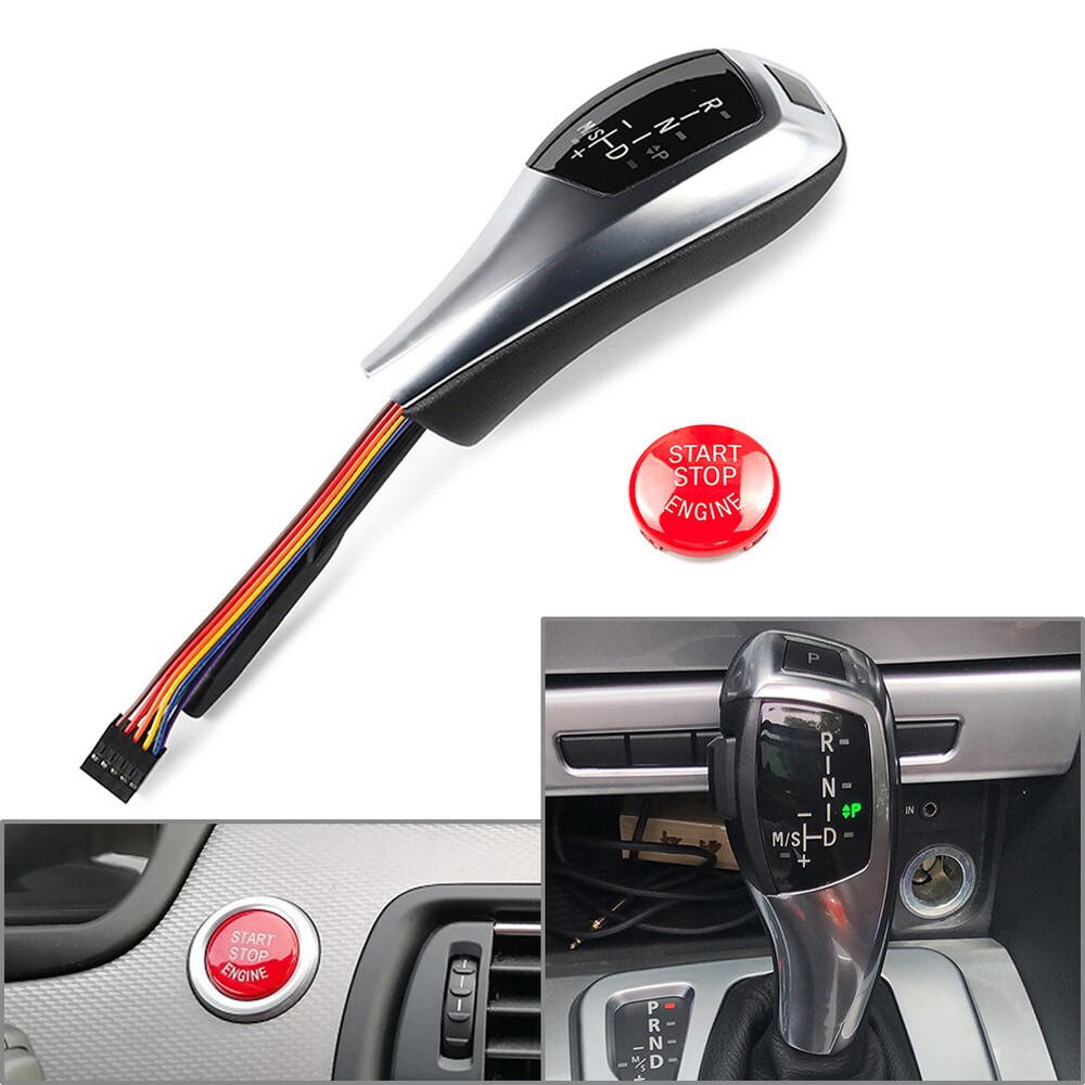 Automatic LED Gear Shift Knob & Start Stop Button Cover Fit BMW 1 3 5 6 7 Series