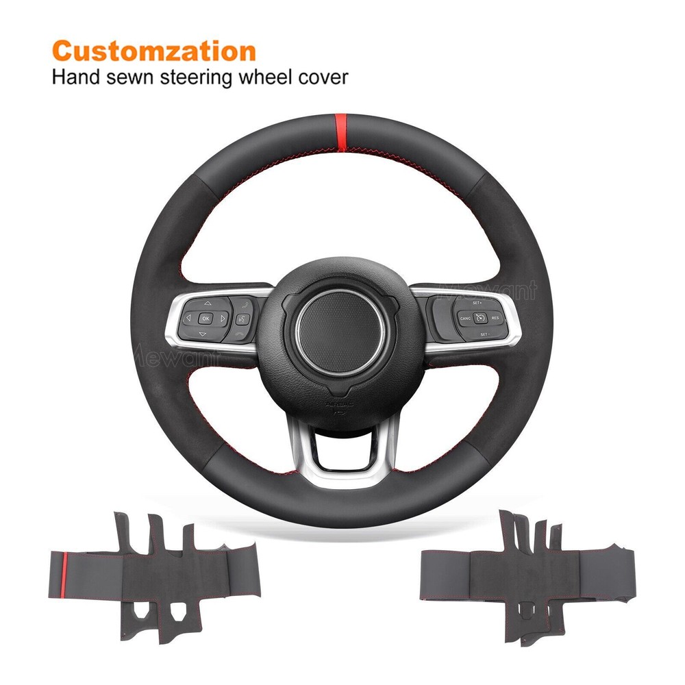 Custom DIY Suede Leather Steering Wheel Cover for Jeep Gladiator JT Wrangler