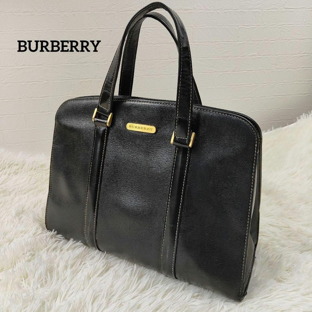 Burberry Handbag Lining Nova Check Leather Brand Logo Black