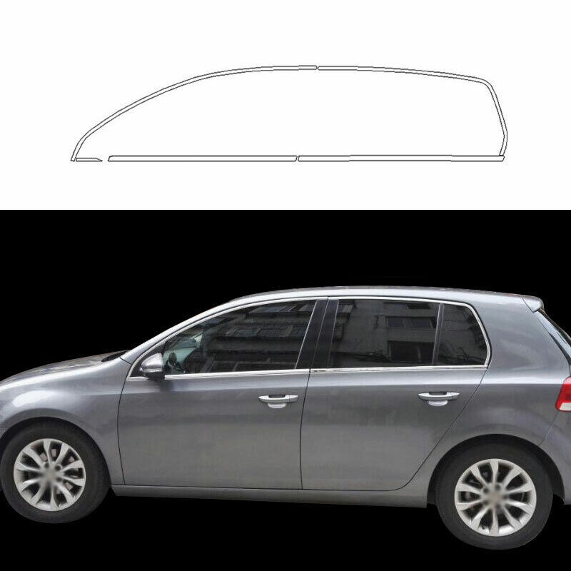 For Volkswagen Golf MK6 2010-2013 Steel Silver Windows Sill Molding Strip Trim