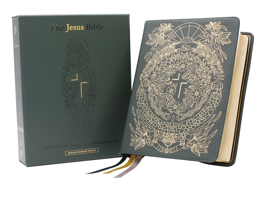 The Jesus Bible Artist Edition, Esv, Genuine Leather, Calfskin, Green, Limi...