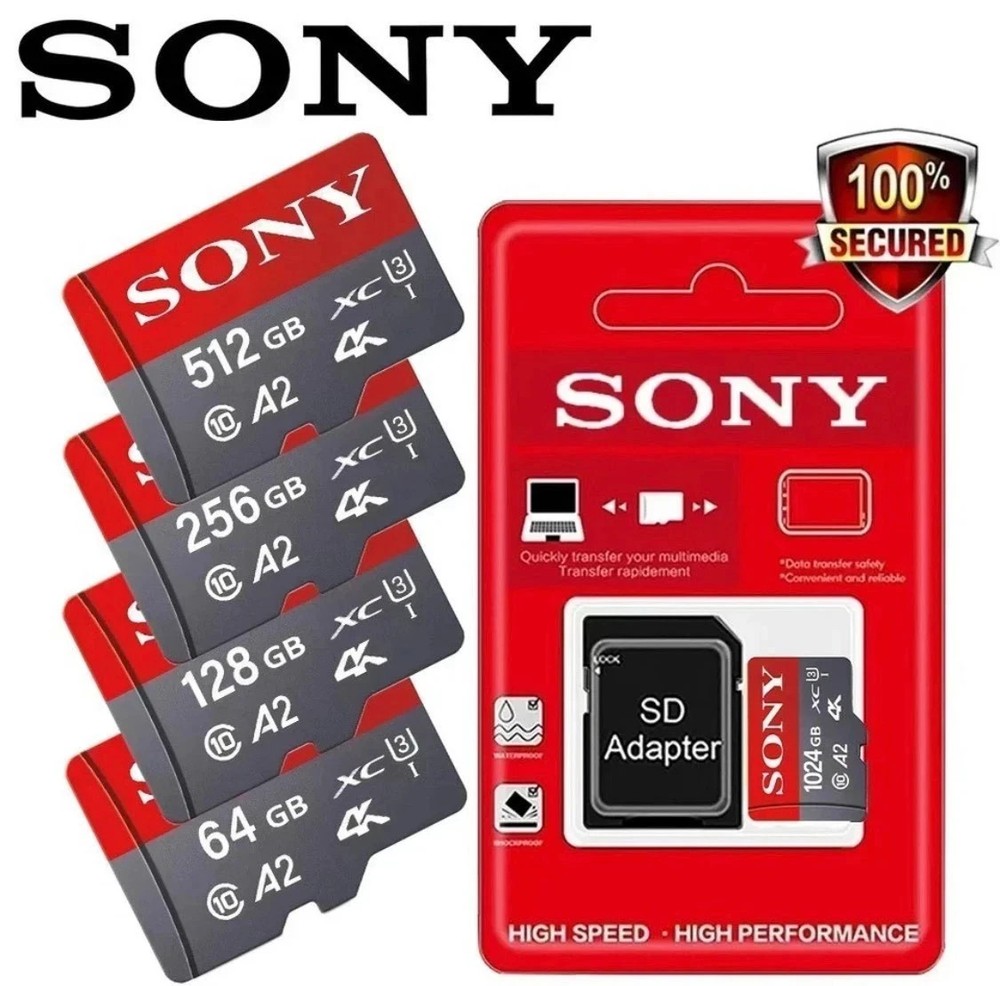 Sony Micro SD Card 128GB 256GB 512GB 1TB U3 A2 Class 10 High Speed Work Memory