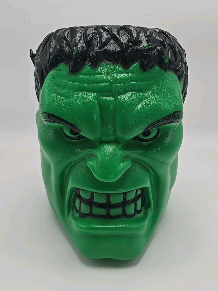 Marvel Blow Mold Incredible Hulk 2003 Halloween Bucket Green Black Plastic USA