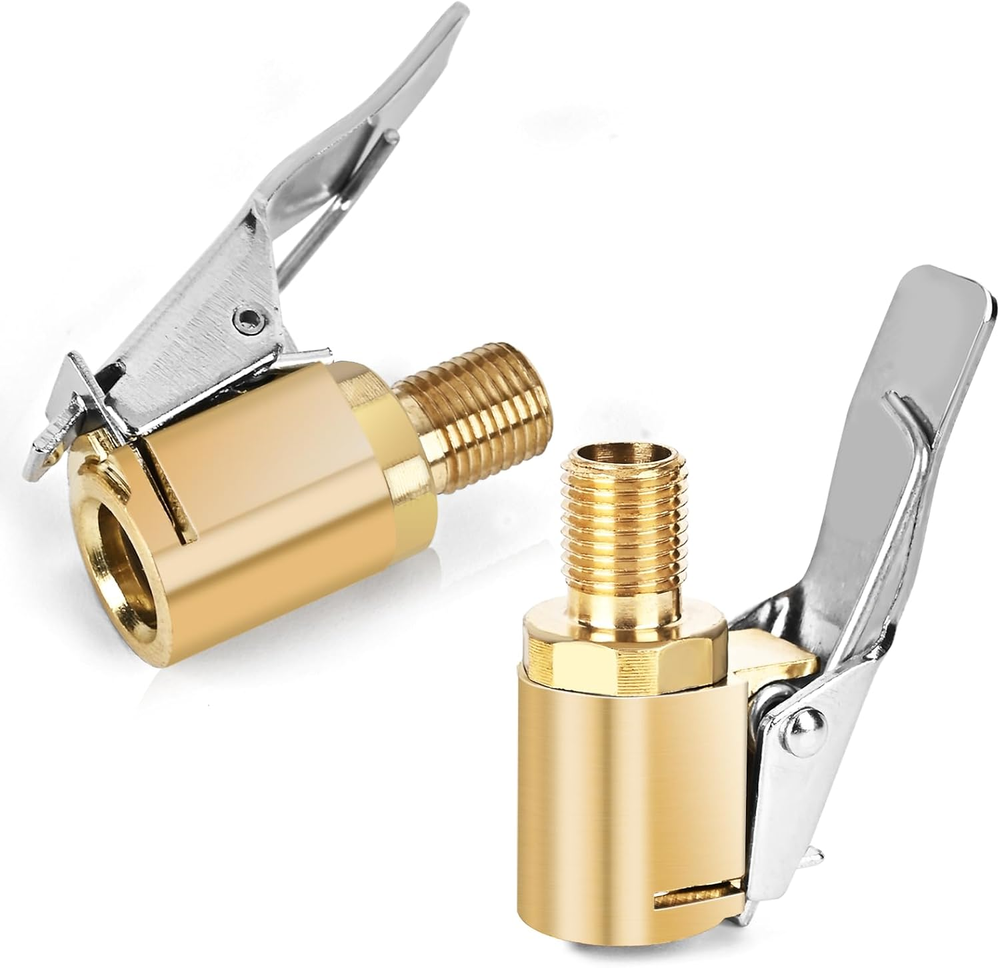 2Pcs Locking Tire Air Chuck,Brass Tire Inflation Hose Adapter,Tire Nozzle with T