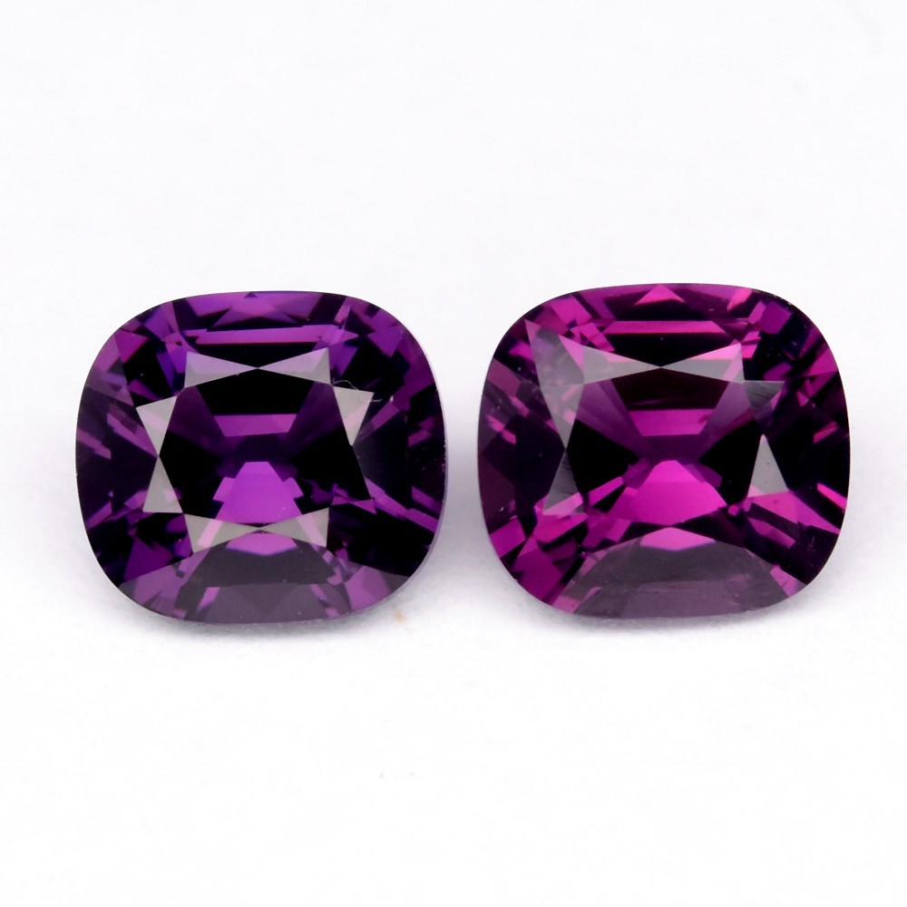 💎 Pair 2pcs/3.70ct t.w VVS Cushion Natural Royal Purple Spinel - Burma Gems