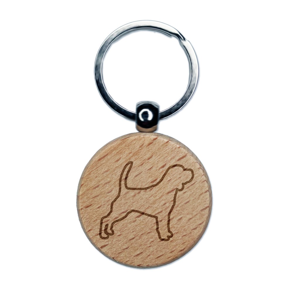 Beagle Dog Engraved Wooden Round Keychain Pet ID Tag Charm  
