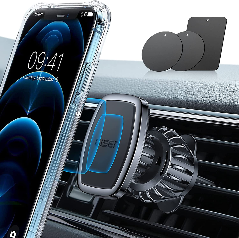LISEN Upgraded Magnetic Car Phone Holder with 6 Strong Clips for Secure Mounting