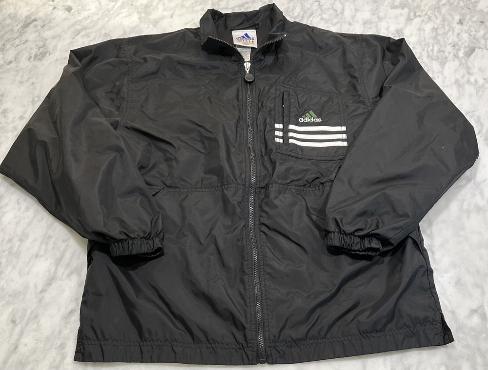 Vintage Adidas Small Black Windbreaker with 3 Stripes & Vented Logo