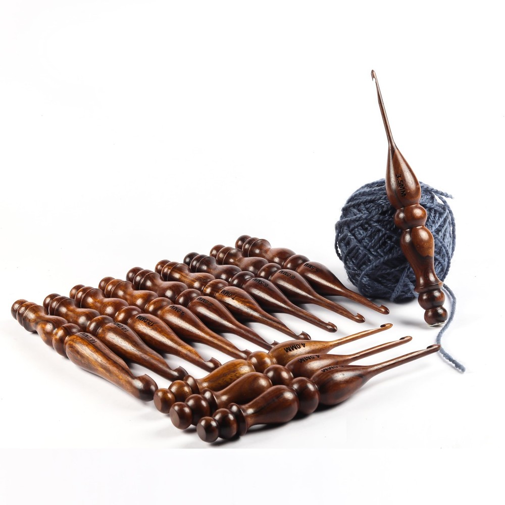 13-Piece Premium Wooden Crochet Hook Set for Knitting & Crafting