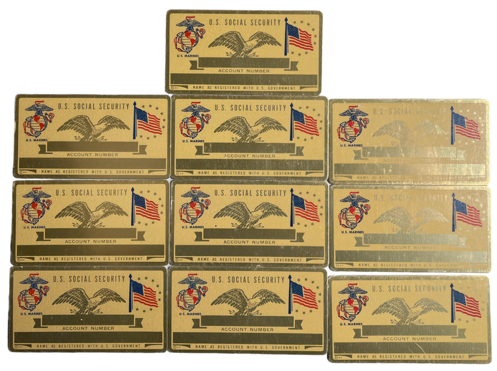 10 Vintage Metal United States Marines blank Social Security cards