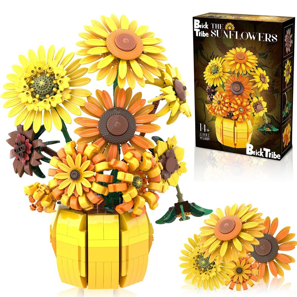 Sunflower Building Kit for Adults - LEGO-Compatible Floral Pot Set  