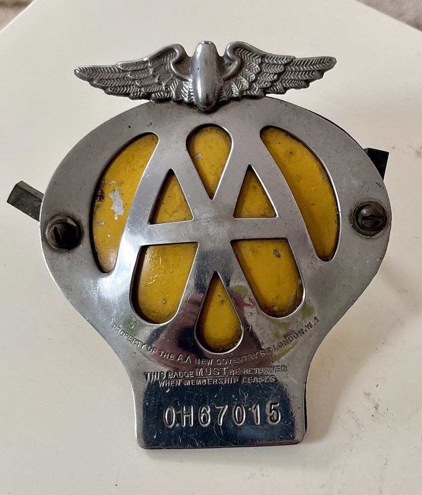 Classic Car AA Shield Badge Grill Bonnet Mini Jaguar Austin Morris MG Ford