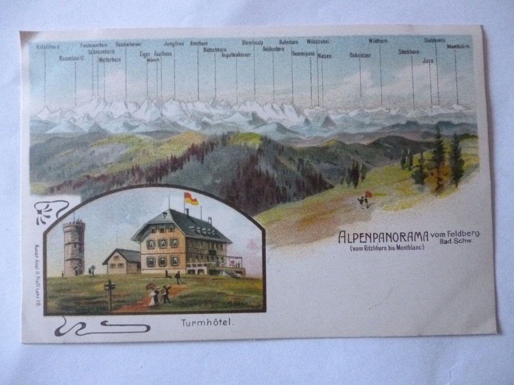 Ansichtskarte Alpenpanorama Feldberg Schwarzwald Turmhotel (Nr.569)