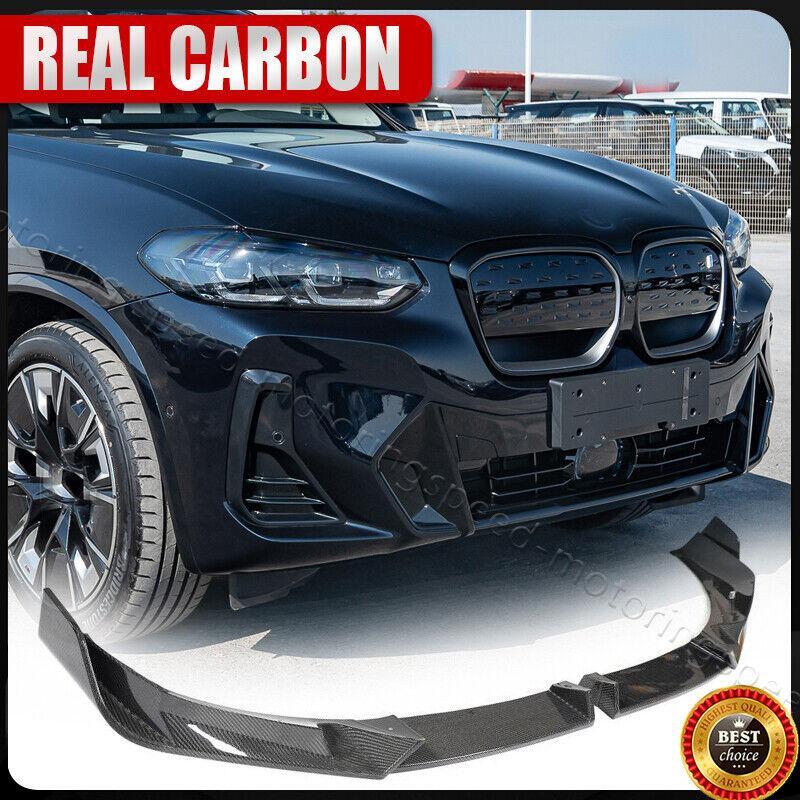 Real Carbon Front Bumper Lip Spoiler For BMW X3 G01 IX3 X4 G02 M-TECH 2022-2024