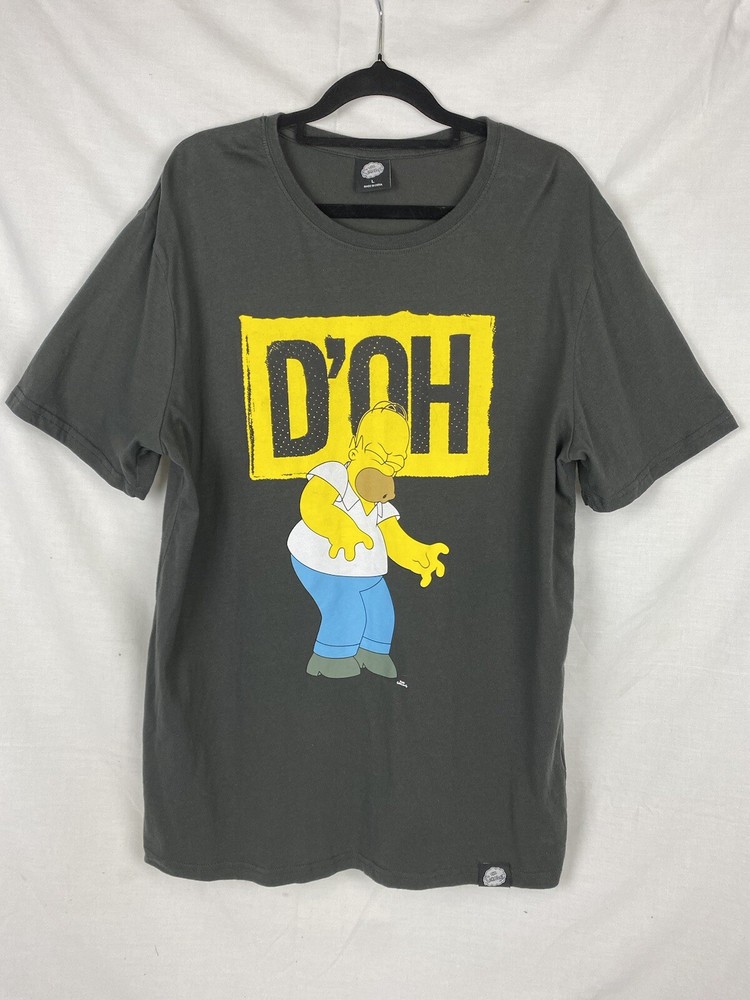 The Simpsons T Shirt Mens Large Grey Homer Simpson D’OH Graphic Print Television