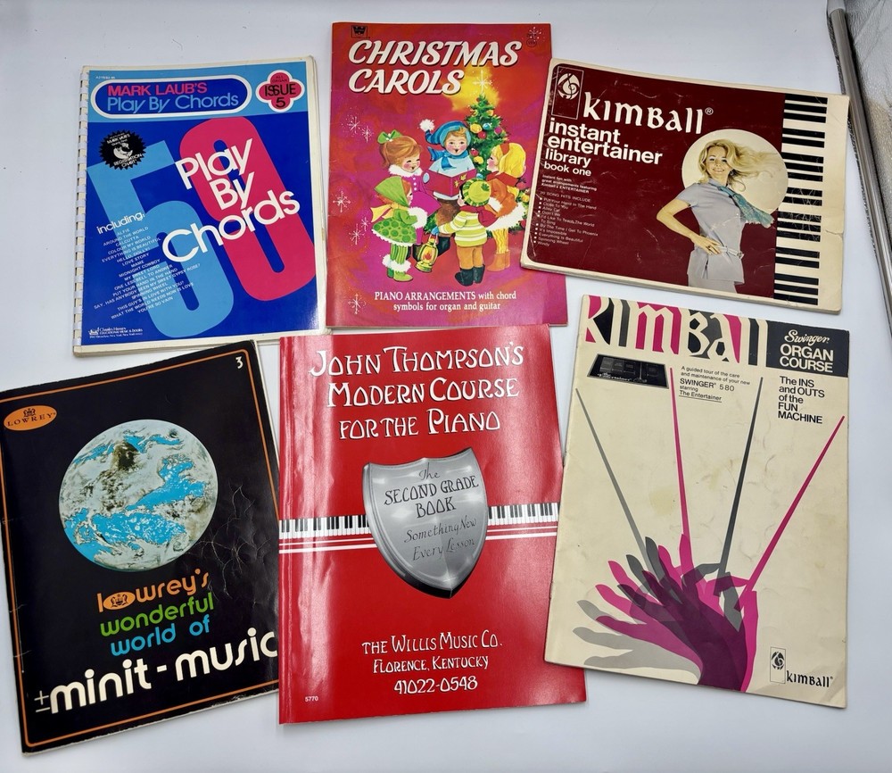 Vintage Piano & Organ Lesson Book Lot (6) Kimball Lowrey John Thompson Christmas